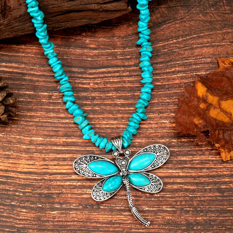 Blue dragonfly necklace