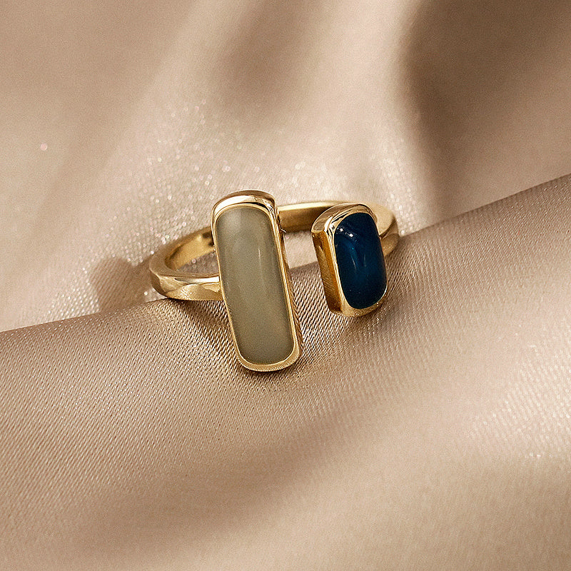 Vintage Gold-Tone Ring with Blue Opal