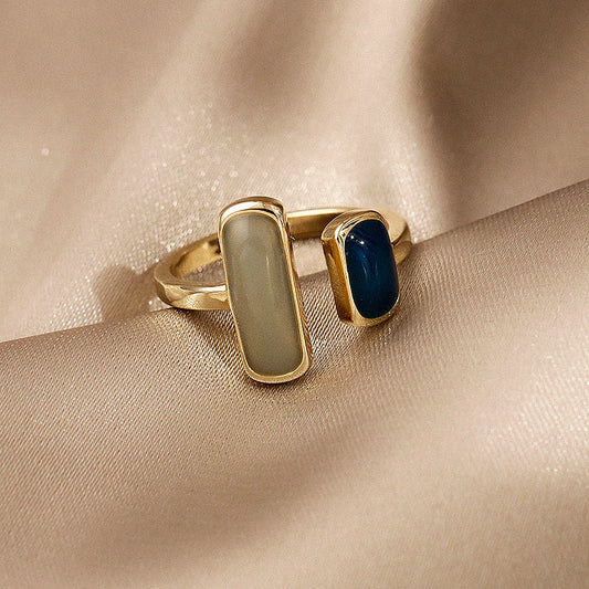 Vintage Gold-Tone Ring with Blue Opal