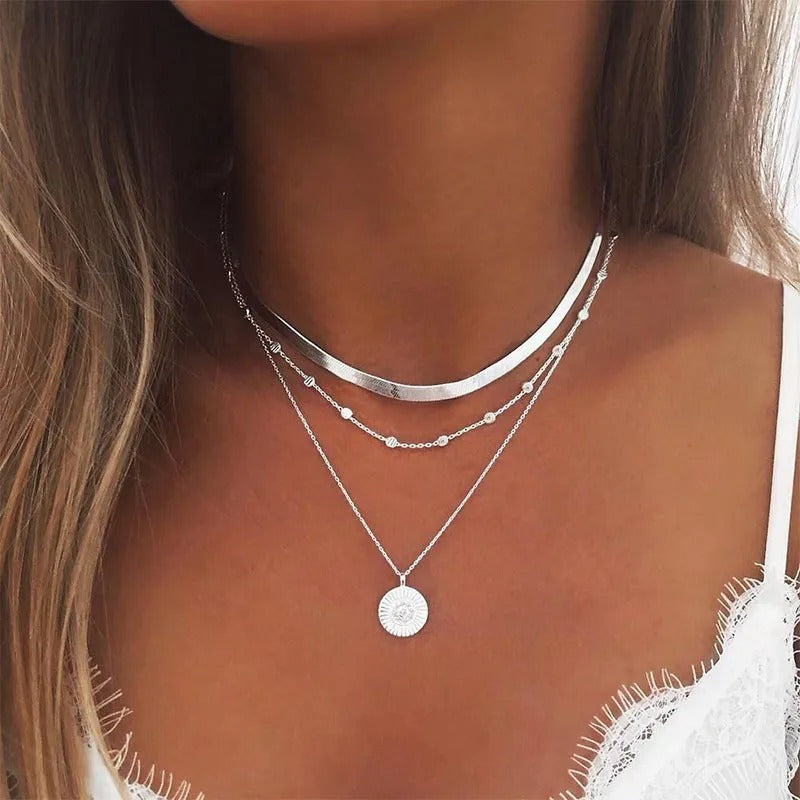 Triple 925 silver necklace