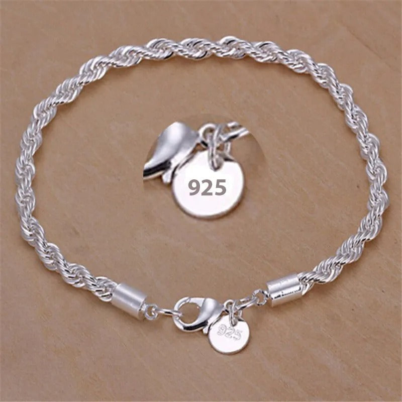 925 silver braided rope type bracelet