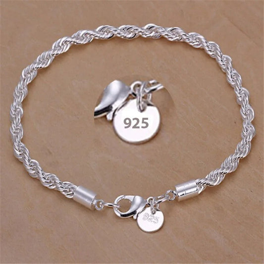 925 silver braided rope type bracelet