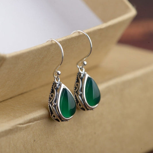 925 silver earrings with emerald stone