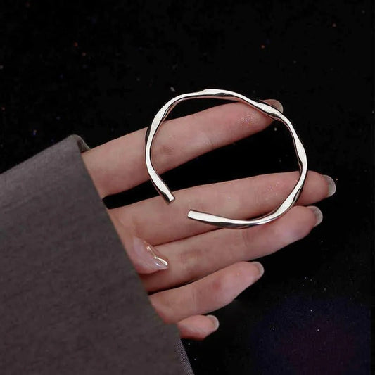 Adjustable thick 925 silver irregular shape bracelet