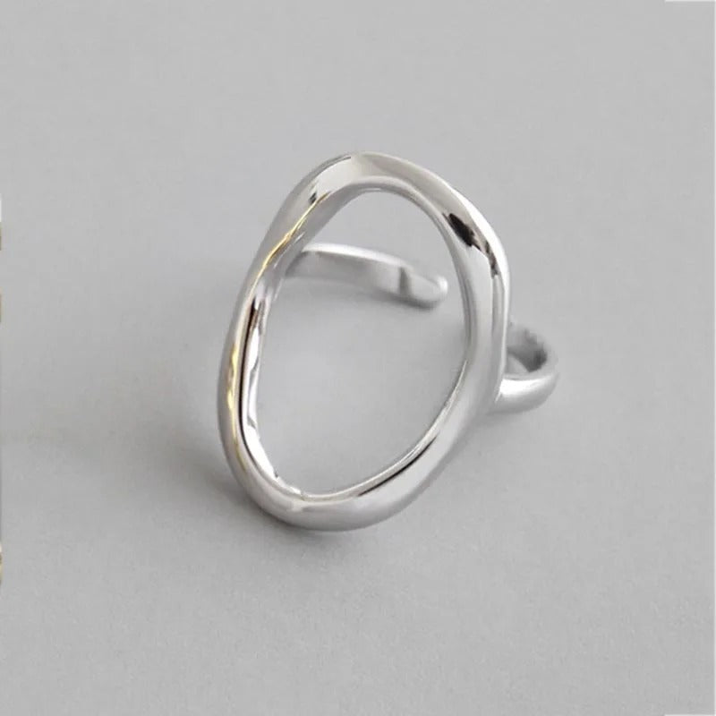 Adjustable 925 silver ring with irregular sphere shape