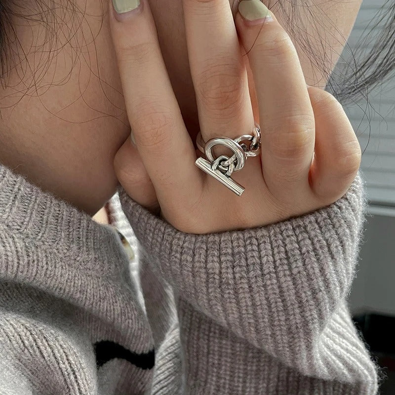 Adjustable design ring in 925 silver