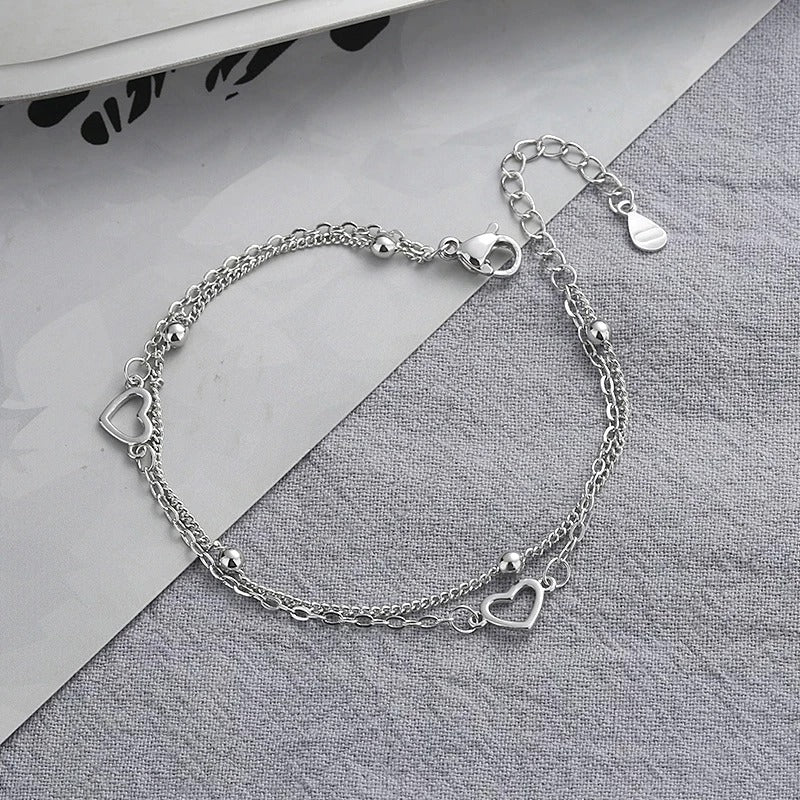 Fine 925 silver bracelet with heart