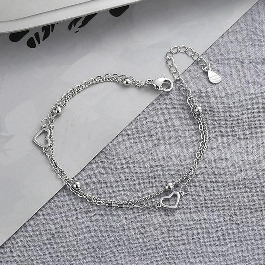 Fine 925 silver bracelet with heart