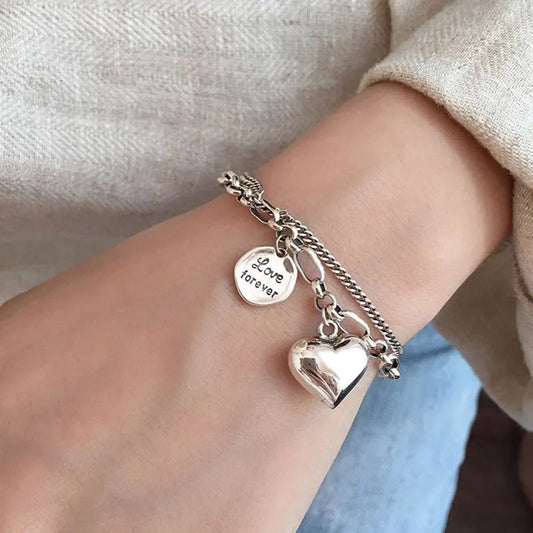 925 silver bracelet with "Love Forever" engraving + 2 free charms