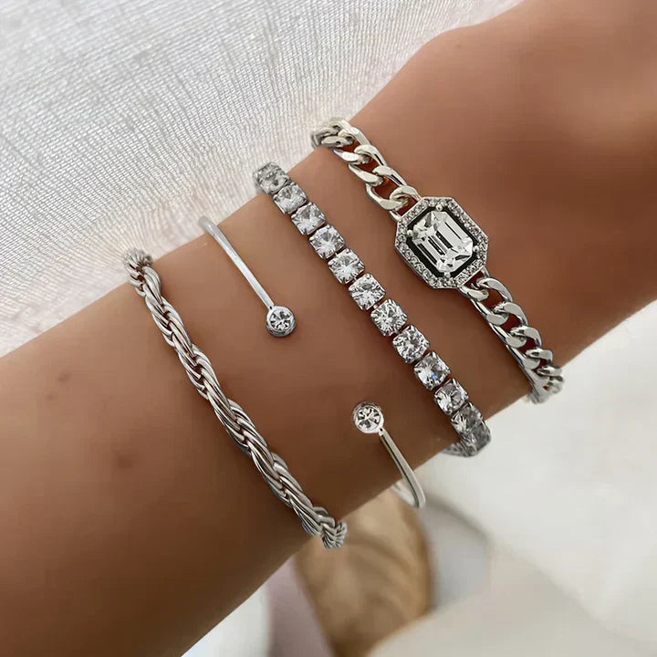 Domitia Calvina Bracelet Set | White Gold-Tone